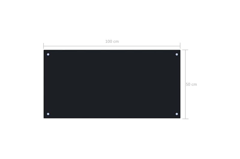 Stänkskydd svart 100x50 cm härdat glas - Svart - Stänkskydd kök