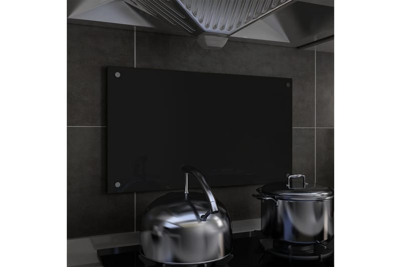 Stänkskydd svart 70x40 cm härdat glas - Svart - Stänkskydd kök