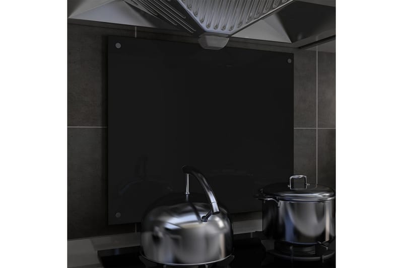 Stänkskydd svart 70x60 cm härdat glas - Svart - Stänkskydd kök