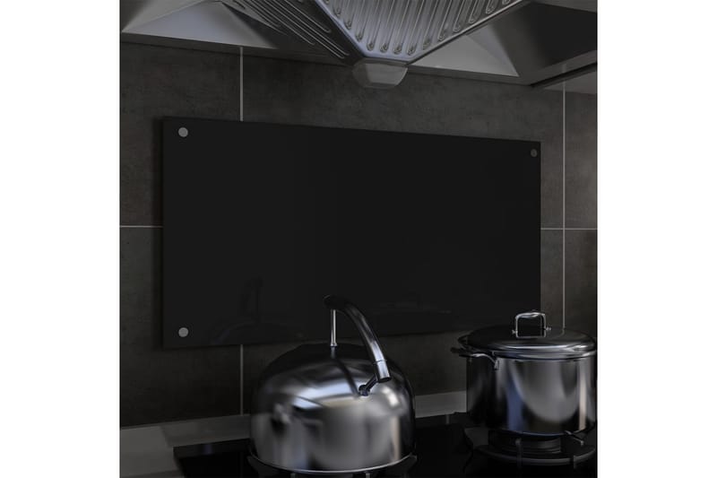 Stänkskydd svart 80x40 cm härdat glas - Svart - Stänkskydd kök
