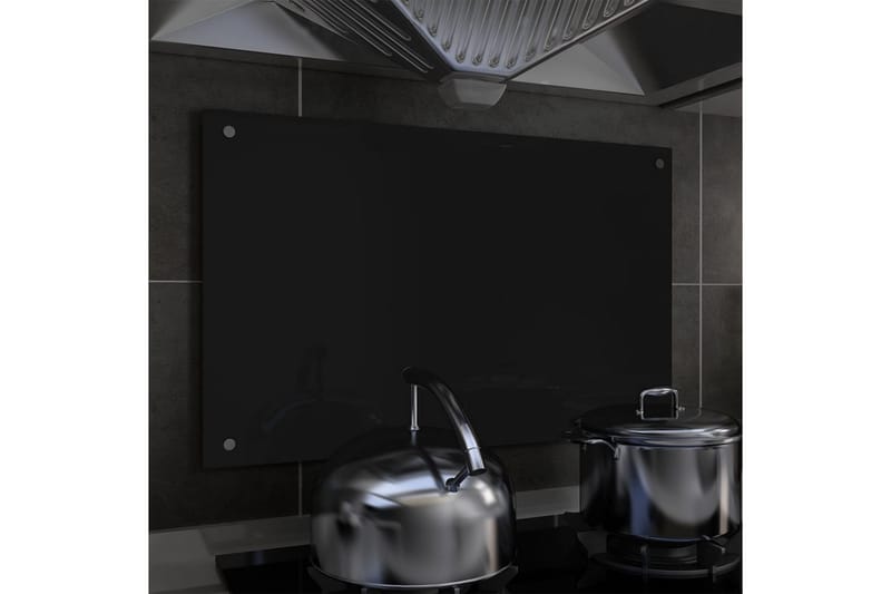 Stänkskydd svart 80x50 cm härdat glas - Svart - Stänkskydd kök