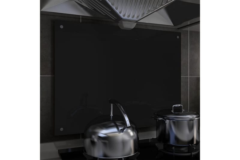 Stänkskydd svart 80x60 cm härdat glas - Svart - Stänkskydd kök