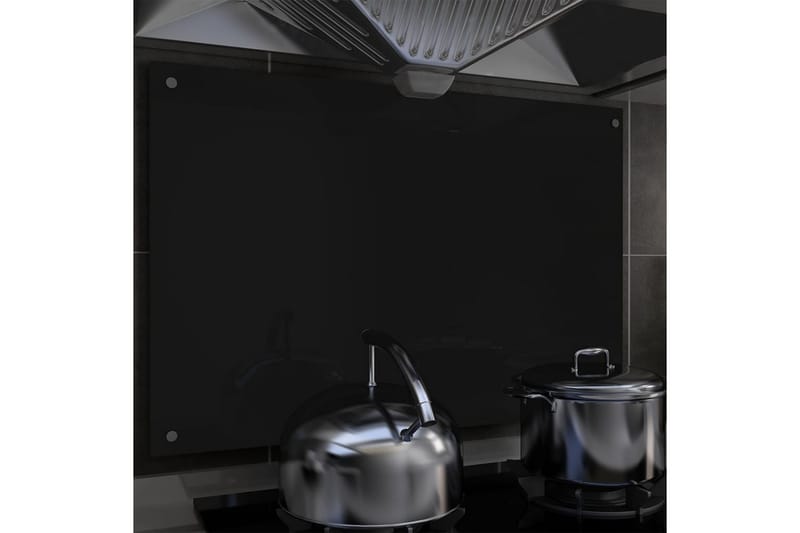 Stänkskydd svart 90x60 cm härdat glas - Svart - Stänkskydd kök
