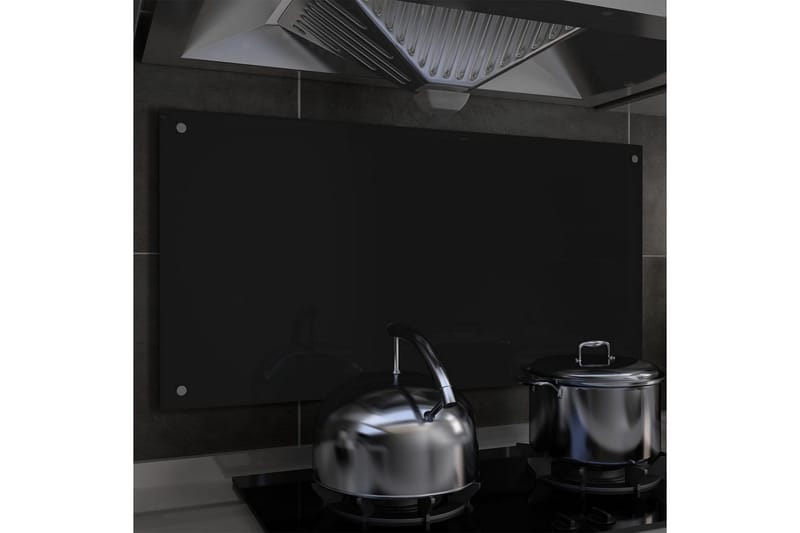 Stänkskydd svart 100x50 cm härdat glas - Svart - Stänkskydd kök