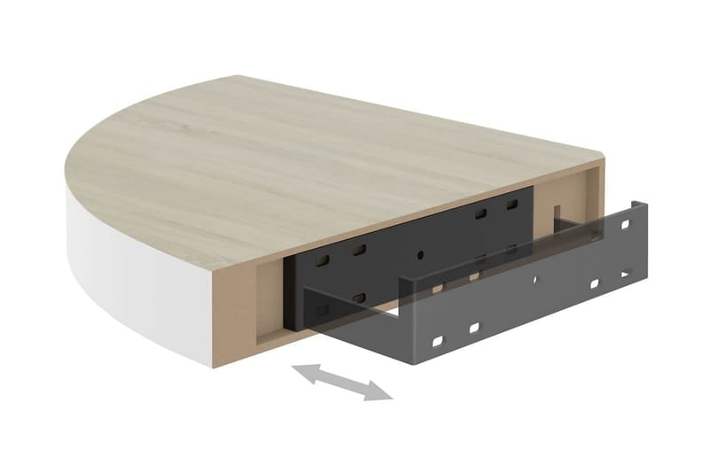 Svävande hörnhyllor 4 st ek och vit 35x35x3,8 cm MDF - Brun - Förvaring - Hylla - Hörnhylla