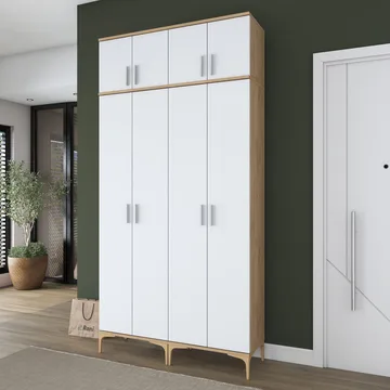 Keldan Hallställ 120x240x37,5 cm - Valnöt och vit - Hus & renovering - Kök & bad - Kök & tvättstuga