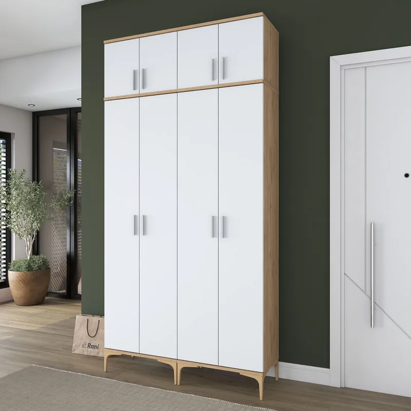 Keldan Hallställ 120x240x37,5 cm - Valnöt och vit - Hus & renovering - Kök & bad - Kök & tvättstuga
