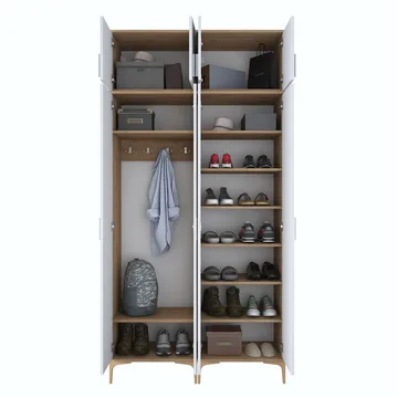 Keldan Hallställ 120x240x37,5 cm - Valnöt och vit - Hus & renovering - Kök & bad - Kök & tvättstuga