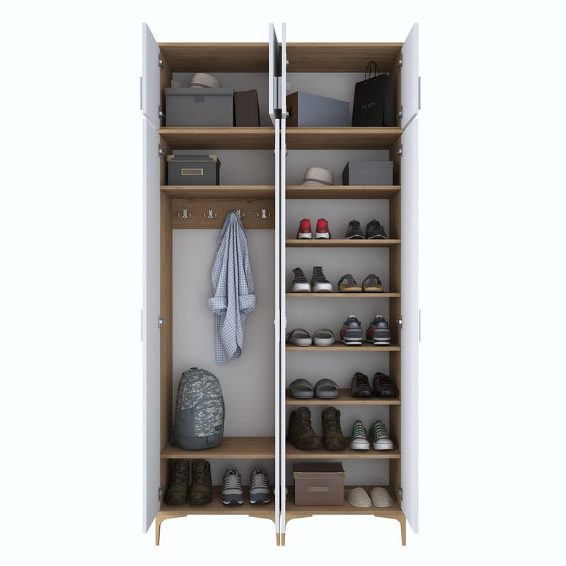 Keldan Hallställ 120x240x37,5 cm - Valnöt och vit - Hus & renovering - Kök & bad - Kök & tvättstuga