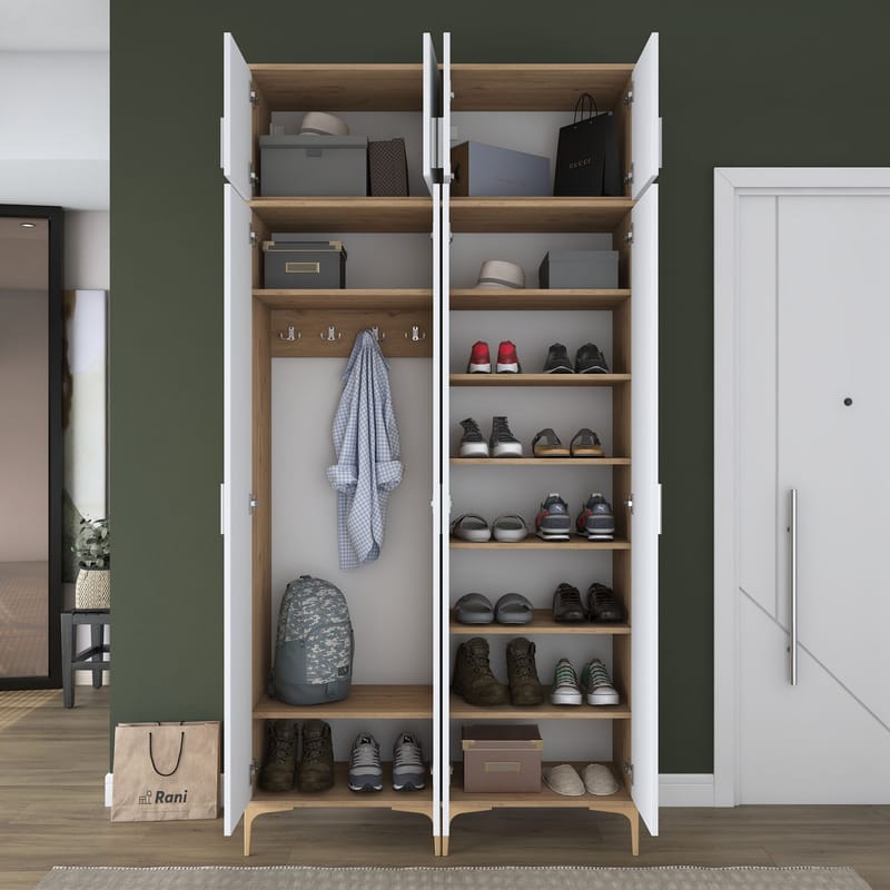 Keldan Hallställ 120x240x37,5 cm - Valnöt och vit - Hus & renovering - Kök & bad - Kök & tvättstuga