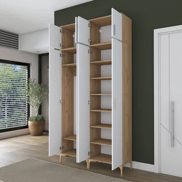 Keldan Hallställ 120x240x37,5 cm - Valnöt och vit - Hus & renovering - Kök & bad - Kök & tvättstuga