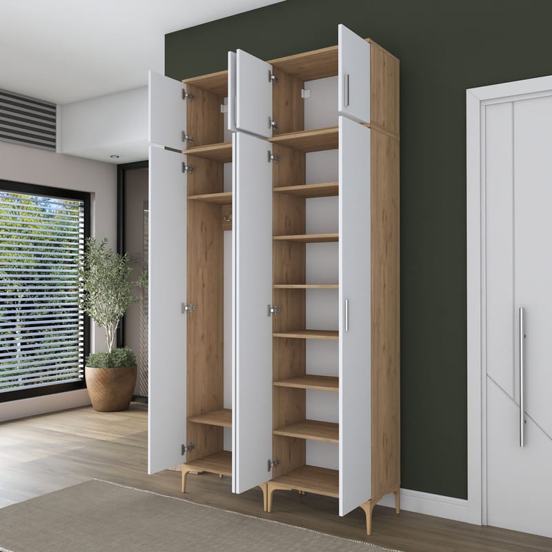 Keldan Hallställ 120x240x37,5 cm - Valnöt och vit - Hus & renovering - Kök & bad - Kök & tvättstuga