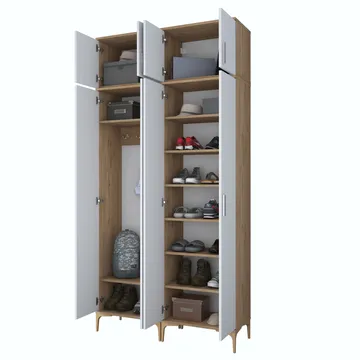 Keldan Hallställ 120x240x37,5 cm - Valnöt och vit - Hus & renovering - Kök & bad - Kök & tvättstuga