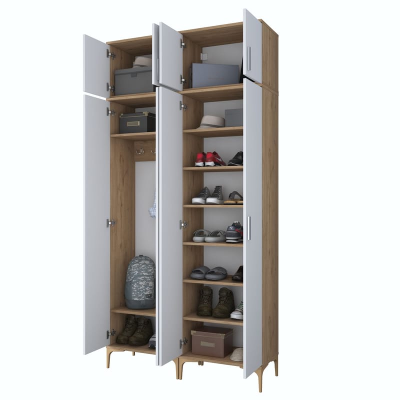 Keldan Hallställ 120x240x37,5 cm - Valnöt och vit - Hus & renovering - Kök & bad - Kök & tvättstuga