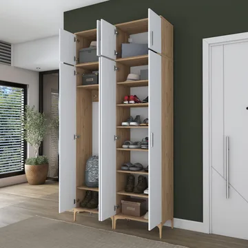 Keldan Hallställ 120x240x37,5 cm - Valnöt och vit - Hus & renovering - Kök & bad - Kök & tvättstuga
