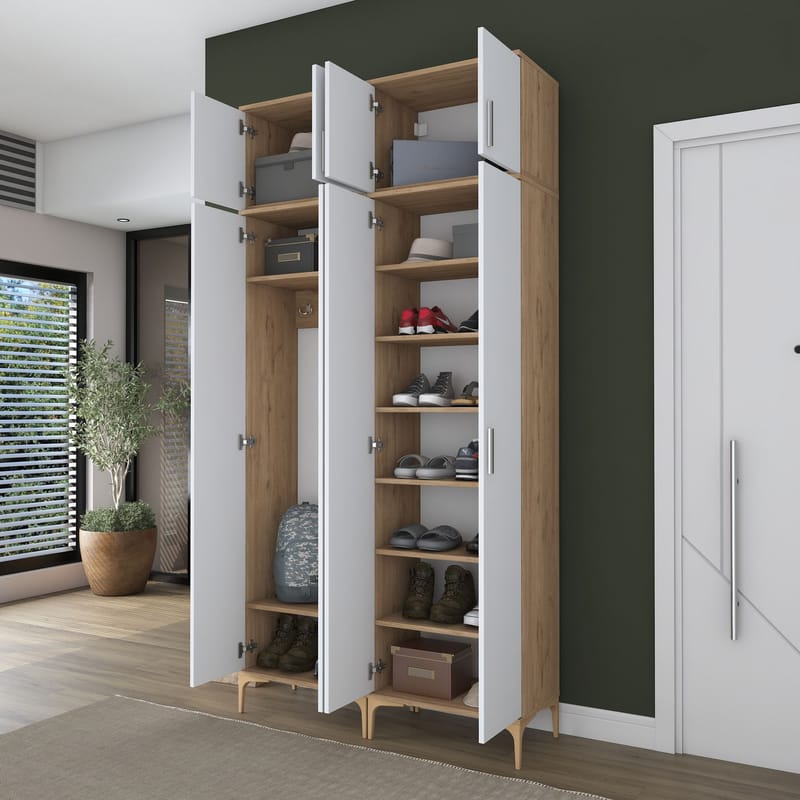 Keldan Hallställ 120x240x37,5 cm - Valnöt och vit - Hus & renovering - Kök & bad - Kök & tvättstuga