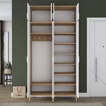 Keldan Hallställ 120x240x37,5 cm - Valnöt och vit - Hus & renovering - Kök & bad - Kök & tvättstuga