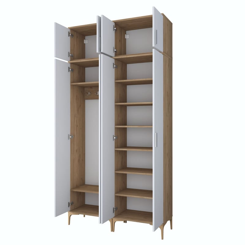 Keldan Hallställ 120x240x37,5 cm - Valnöt och vit - Hus & renovering - Kök & bad - Kök & tvättstuga
