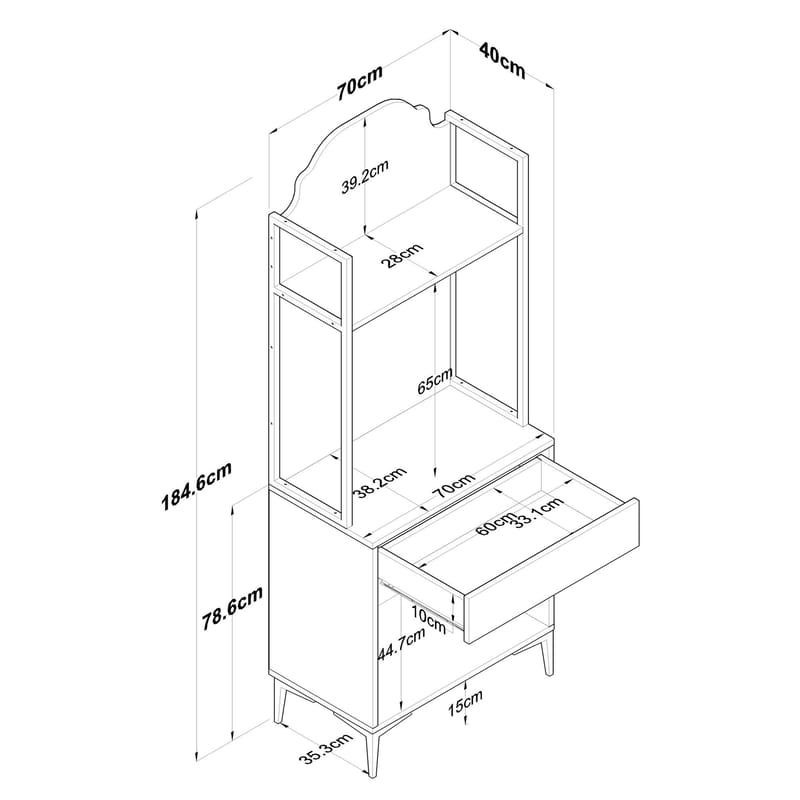 Keldan Multifunktionsskåp 70x184,6x40 cm - Valnöt och vit - Hus & renovering - Kök & bad - Kök & tvättstuga