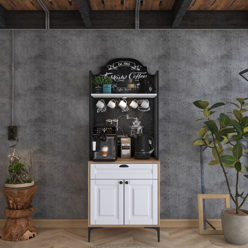 Keldan Multifunktionsskåp 70x184,6x40 cm - Valnöt och vit - Hus & renovering - Kök & bad - Kök & tvättstuga