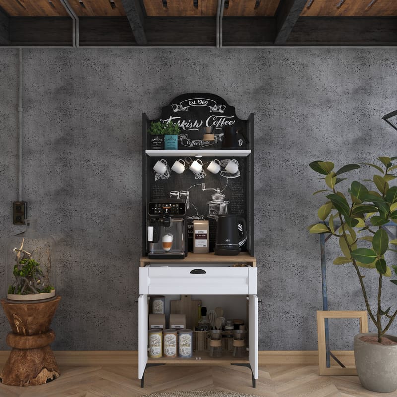 Keldan Multifunktionsskåp 70x184,6x40 cm - Valnöt och vit - Hus & renovering - Kök & bad - Kök & tvättstuga
