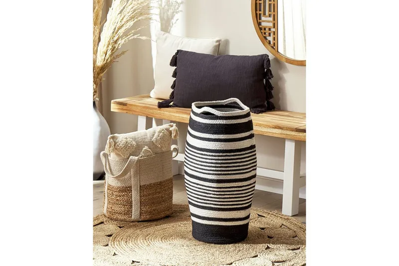 Korg Arrah Vit, Svart - Vit, Svart - Hus & renovering - Kök & bad - Kök & tvättstuga - Tork & tvättillbehör