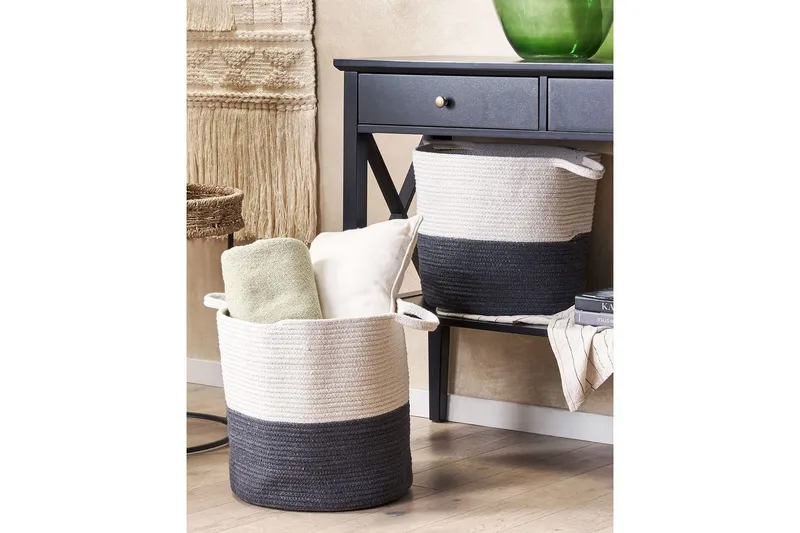 Korg Pazha set om 2 Vit, Svart - Vit, Svart - Hus & renovering - Kök & bad - Kök & tvättstuga - Tork & tvättillbehör