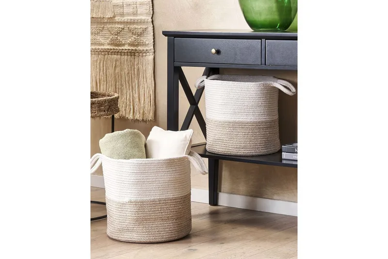 Korg Pazha set om 2 Beige, vit - Beige, vit - Hus & renovering - Kök & bad - Kök & tvättstuga - Tork & tvättillbehör