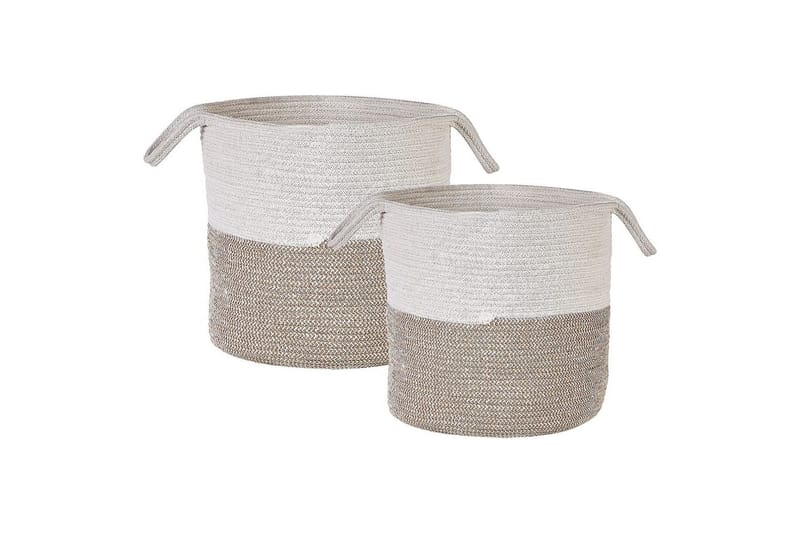 Korg Pazha set om 2 Beige, vit - Beige, vit - Hus & renovering - Kök & bad - Kök & tvättstuga - Tork & tvättillbehör