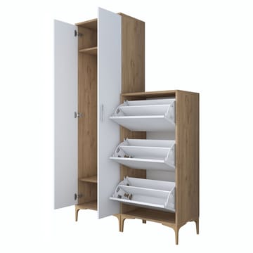 Sarnor Hallställ 120x198,6x37,5 cm - Valnöt och vit - Hus & renovering - Kök & bad - Kök & tvättstuga