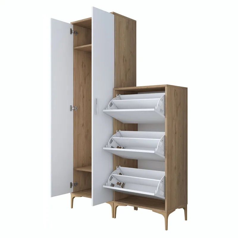 Sarnor Hallställ 120x198,6x37,5 cm - Valnöt och vit - Hus & renovering - Kök & bad - Kök & tvättstuga