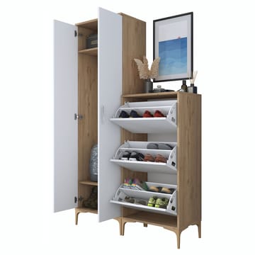 Sarnor Hallställ 120x198,6x37,5 cm - Valnöt och vit - Hus & renovering - Kök & bad - Kök & tvättstuga