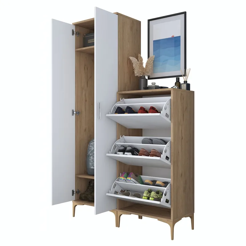 Sarnor Hallställ 120x198,6x37,5 cm - Valnöt och vit - Hus & renovering - Kök & bad - Kök & tvättstuga