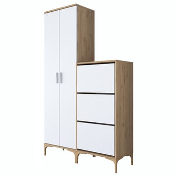 Sarnor Hallställ 120x198,6x37,5 cm - Valnöt och vit - Hus & renovering - Kök & bad - Kök & tvättstuga