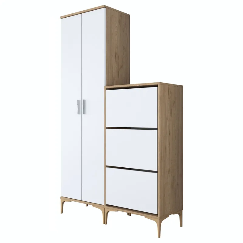 Sarnor Hallställ 120x198,6x37,5 cm - Valnöt och vit - Hus & renovering - Kök & bad - Kök & tvättstuga