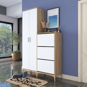 Sarnor Hallställ 120x198,6x37,5 cm - Valnöt och vit - Hus & renovering - Kök & bad - Kök & tvättstuga