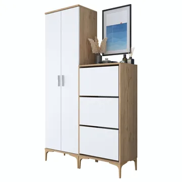 Sarnor Hallställ 120x198,6x37,5 cm - Valnöt och vit - Hus & renovering - Kök & bad - Kök & tvättstuga