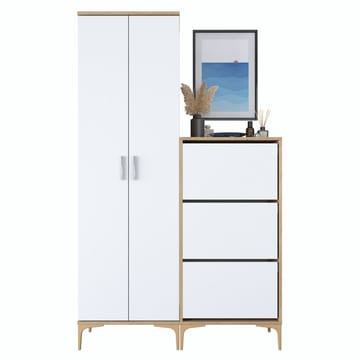 Sarnor Hallställ 120x198,6x37,5 cm - Valnöt och vit - Hus & renovering - Kök & bad - Kök & tvättstuga
