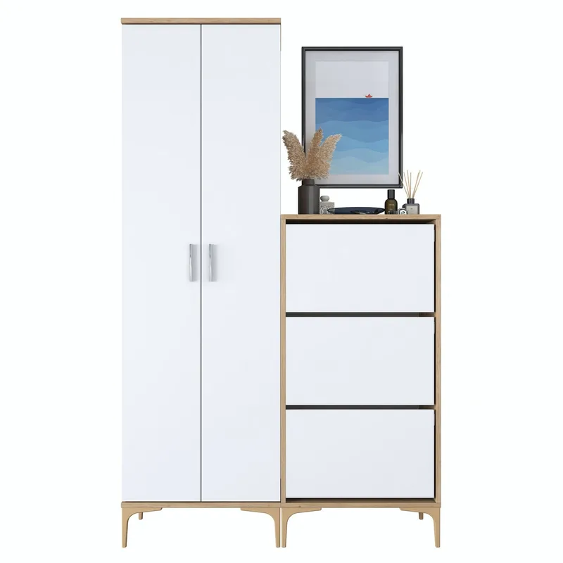 Sarnor Hallställ 120x198,6x37,5 cm - Valnöt och vit - Hus & renovering - Kök & bad - Kök & tvättstuga