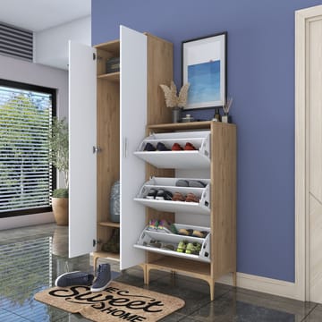 Sarnor Hallställ 120x198,6x37,5 cm - Valnöt och vit - Hus & renovering - Kök & bad - Kök & tvättstuga