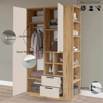 Sarnor Multifunktionsskåp 110x190x45 cm - Atlantic Pine - Hus & renovering - Kök & bad - Kök & tvättstuga