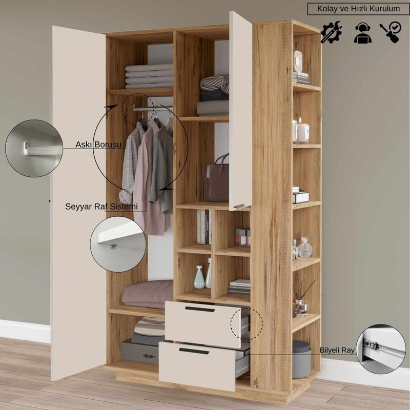 Sarnor Multifunktionsskåp 110x190x45 cm - Atlantic Pine - Hus & renovering - Kök & bad - Kök & tvättstuga