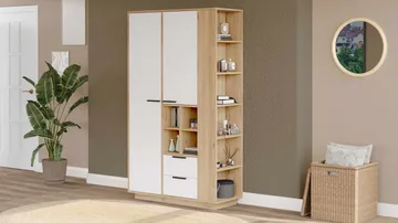 Sarnor Multifunktionsskåp 110x190x45 cm - Naturlig och vit - Hus & renovering - Kök & bad - Kök & tvättstuga
