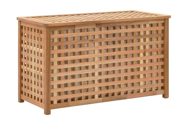 Tvättkorg 77,5x37,5x46,5 cm massivt valnötsträ - Brun - Badrumstillbehör - Tvättkorg