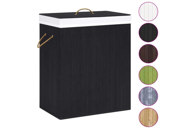 Tvättkorg bambu svart 100 L - Svart - Hus & renovering - Kök & bad - Badrum - Badrumstillbehör