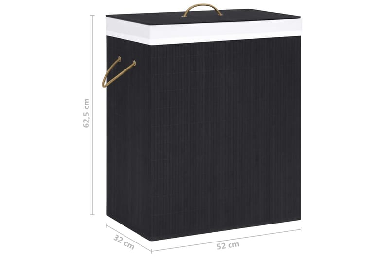 Tvättkorg bambu svart 100 L - Svart - Hus & renovering - Kök & bad - Badrum - Badrumstillbehör