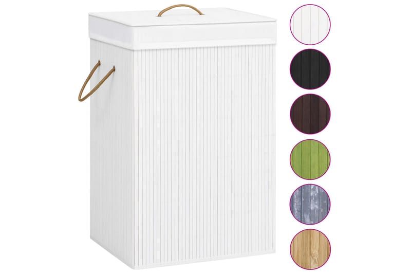 Tvättkorg bambu vit 72 L - Vit - Hus & renovering - Kök & bad - Badrum - Badrumstillbehör