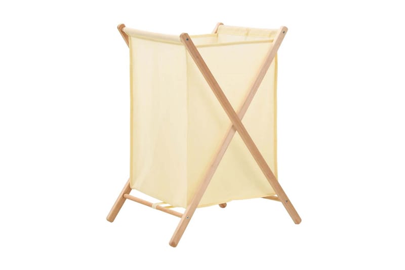 Tvättkorg cedarträ och tyg 42x41x64 cm beige - Beige - Badrumstillbehör - Tvättkorg