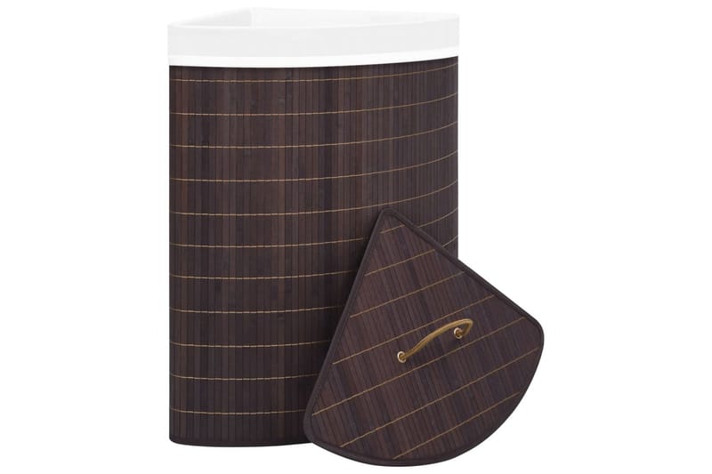 Tvättkorg för hörn bambu brun 60 L - Brun - Hus & renovering - Kök & bad - Badrum - Badrumstillbehör