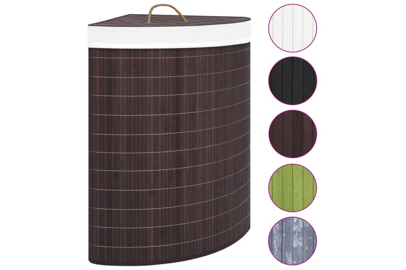 Tvättkorg för hörn bambu brun 60 L - Brun - Hus & renovering - Kök & bad - Badrum - Badrumstillbehör